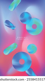 Abstract futuristic, technology background, fluid shapes in vibrant neon colors, blue, green, and cyan.