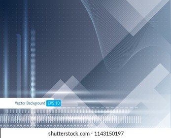 Abstract futuristic technology background geometric with dotted lines and wave lines, background for internet banner. Scientific or medical gray background.