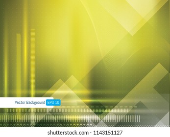 Abstract futuristic technology background geometric with dotted lines and wave lines, background for internet banner. Scientific or medical green background.
