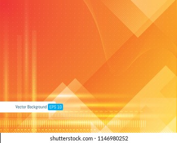 Abstract futuristic technology background geometric with dotted lines and wave lines, background for internet banner. Scientific or medical orange background.