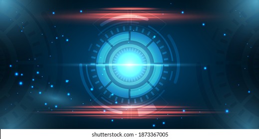 Abstract futuristic technology background with glowing hi-tech style circle and sparkle effect.