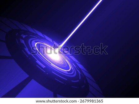 Abstract futuristic technology background with a glowing energy core A powerful laser beam shoots from a circular sci-fi portal in 3D perspective Thisvectorconcept represents power data and innovation