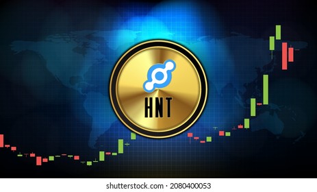 abstract futuristic technology background of Helium (HNT) Price graph Chart coin digital cryptocurrency