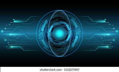 Abstract Futuristic technology background Hi-tech vector illustration, Dark blue color background