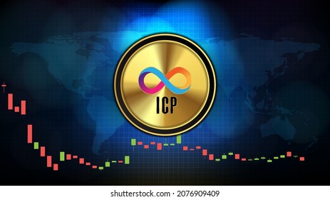 fondo abstracto de tecnología futurista de Internet Computer (ICP) Gráfico gráfico de precios moneda criptodivisa digital