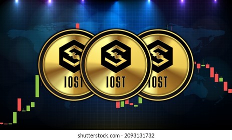 fondo abstracto de tecnología futurista de IOST (IOST) Gráfico gráfico de precios moneda criptodivisa digital