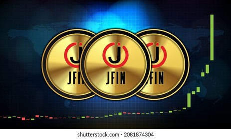 abstract futuristic technology background of JFIN Coin (JFIN) Price graph Chart coin digital cryptocurrency