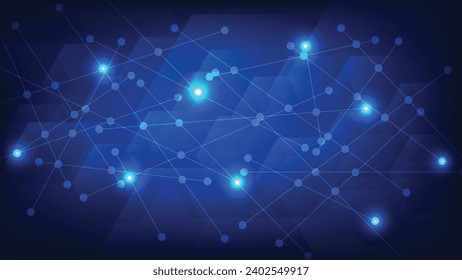 abstract futuristic technology background. line and dot connection as network with blue light  