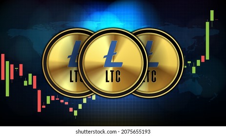 abstract futuristic technology background of Litecoin (LTC) Price graph Chart coin digital cryptocurrency