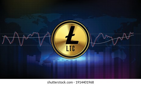abstract futuristic technology background of LTC litecoin digital cryptocurrency  and stochastic market graph volume indicator