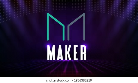abstract futuristic technology background of Maker Token digital cryptocurrency