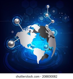 Abstract futuristic technology background with mesh metal ball, vector illustration