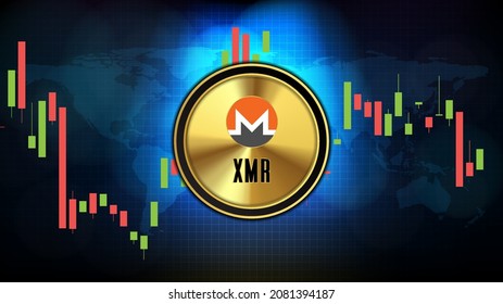 abstract futuristic technology background of Monero (XMR) Price graph Chart coin digital cryptocurrency