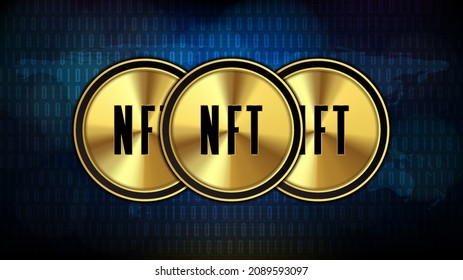 abstract futuristic technology background of NFT non fungible token