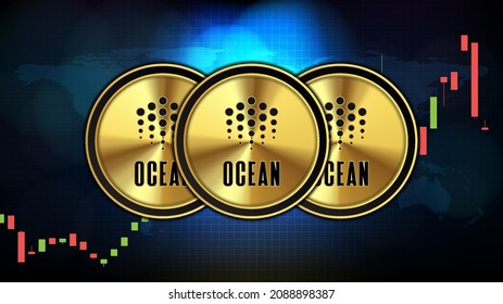 abstract futuristic technology background of Ocean Protocol (OCEAN) Price graph Chart coin digital cryptocurrency