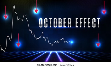 abstract futuristic technology background of october effect text stock market and line graph down