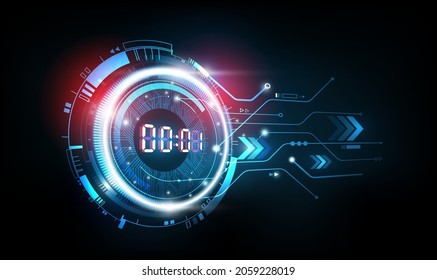 Abstract Futuristic Technology Background perspective view with Digital number timer concept and countdown, Can adjust Digital number, vector illustration