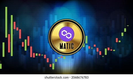 abstract futuristic technology background of Polygon (MATIC) Price graph Chart coin digital cryptocurrency