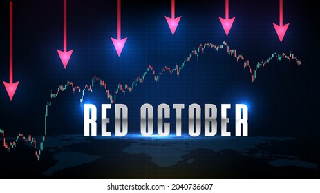 fondo abstracto de tecnología futurista del mercado de valores de octubre rojo y gráfico de barras de velas de color verde y rojo