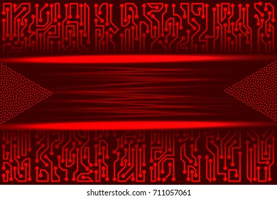 Abstract futuristic technology background of red shades with circuit board elements