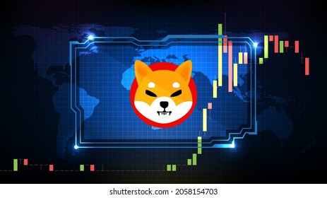 abstrakte futuristische Technologie-Hintergrund Shiba Inu (SHIB) Price Chart-Münze in digitaler Kryptowährung