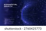 Abstract futuristic technology background showing digital data exponential growth. Modern business finance expansion concept featuring glowing neon particle tunnel. Vector illustration.