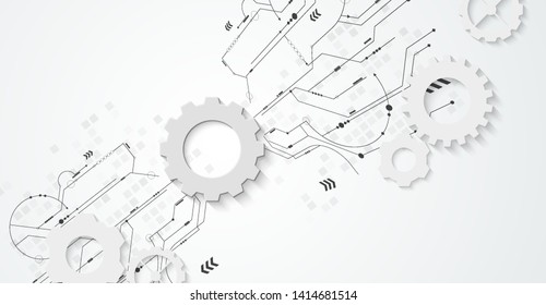 Abstract futuristic technology background with small electronic digital elements. Vector illustration.