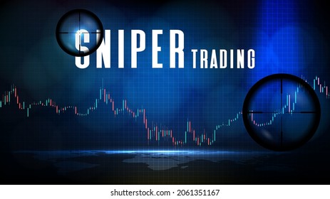 Abstract Futuristic Technology Background Of Sniper Trading System With Stock Market And Chart Graph