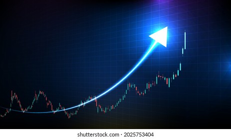 abstract futuristic technology background of stock market and candle stick bar chart graph green and red 