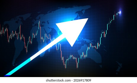 abstract futuristic technology background of stock market and candle stick bar chart graph green and red 