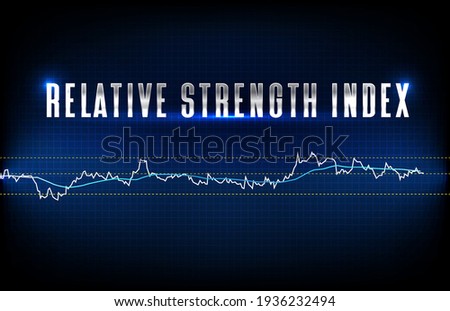 abstract futuristic technology background of stock market and relative strength index (rsi) chart graph