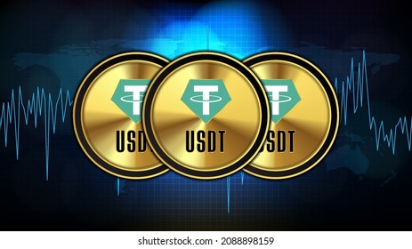 abstract futuristic technology background of Tether (USDT) Price graph Chart coin digital cryptocurrency