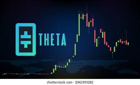 abstract futuristic technology background of THETA Token Price graph Chart coin digital cryptocurrency