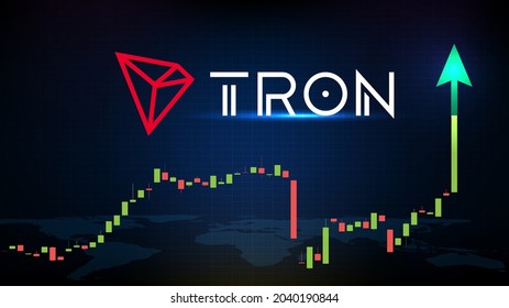 abstract futuristic technology background of TRON (TRX) Price graph Chart coin digital cryptocurrency
