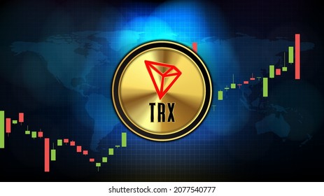 abstract futuristic technology background of TRON (TRX) Price graph Chart coin digital cryptocurrency
