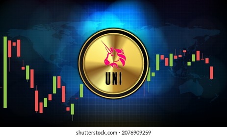 abstract futuristic technology background of Uniswap (UNI) Price graph Chart coin digital cryptocurrency