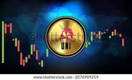 abstract futuristic technology background of Uniswap (UNI) Price graph Chart coin digital cryptocurrency