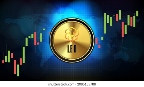 abstract futuristic technology background of UNUS SED LEO (LEO) Price graph Chart coin digital cryptocurrency