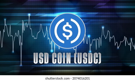 abstract futuristic technology background of USD Coin (USDC) Price graph Chart coin digital cryptocurrency
