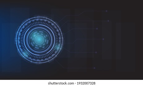 Abstract Futuristic Technology Background. Virtual Hi-tech Circle HUD Screen With Copy Space. Vector Illustration