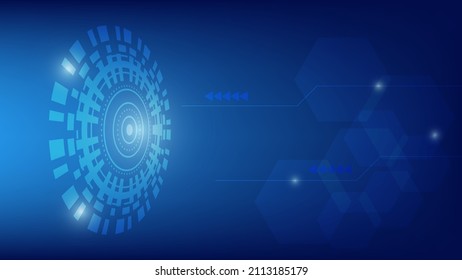 abstract futuristic technology background. virtual Hi-tech circle HUD screen with digital circuit board 
