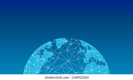 Abstract futuristic technology background with worldglobe. Global cryptocurrency blockchain business banner concept. Vector eps10 illustration.