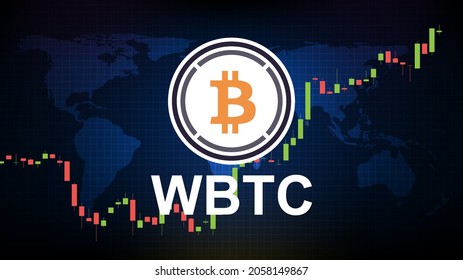 fondo de tecnología futurista abstracto de Bitcoin envuelto (WBTC) Gráfico de precios moneda criptodivisa digital