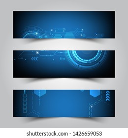 Abstract futuristic technology banner template. vector modern  blue color digital .