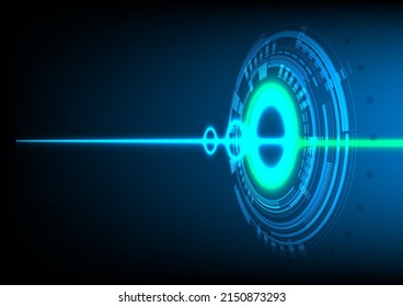 Abstract futuristic technology with circle shapes on dark blue background. Illustration Vector design digital technology concept. 