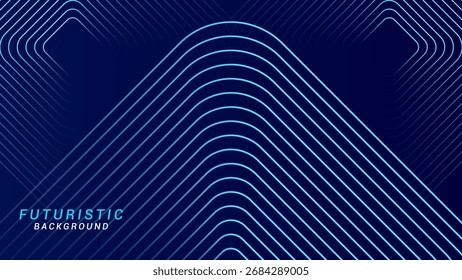 Abstrakte futuristische Technologie Konzept Hintergrund. Glänzendes geometrisches Linienmuster auf dunkelblauem Hintergrund. Geeignet für Poster, Cover, Banner, Präsentationen, Websites und Flyer.