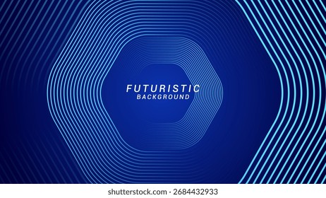 Fondo Abstractas del concepto de tecnología futurista. Patrón de línea geométrica brillante sobre un fondo azul oscuro. Adecuado para carteles, cubiertas, Anuncios, presentaciones, Sitios web y volantes.