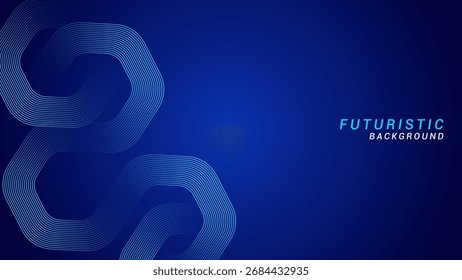 Fondo Abstractas del concepto de tecnología futurista. Patrón de línea geométrica brillante sobre un fondo azul oscuro. Adecuado para carteles, cubiertas, Anuncios, presentaciones, Sitios web y volantes.