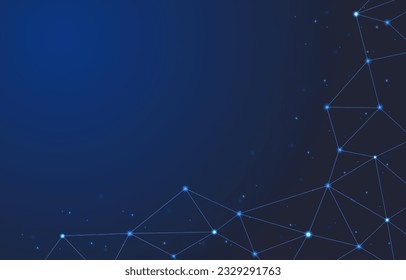 Abstract futuristic technology connected dots on dark blue background. Background template with an elegant design concept for banner, flayer, etc.