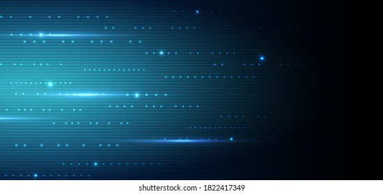 Abstract futuristic technology digital lines in dark blue color background. Vector illustration
